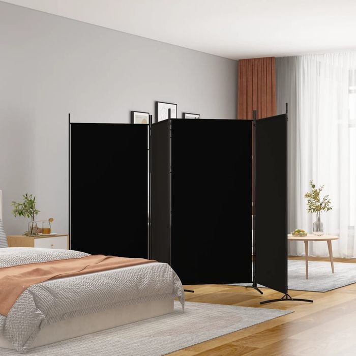 Vidaxl Parawan 4-Panelowy, Czarny, 346X180 Cm, Tkanina