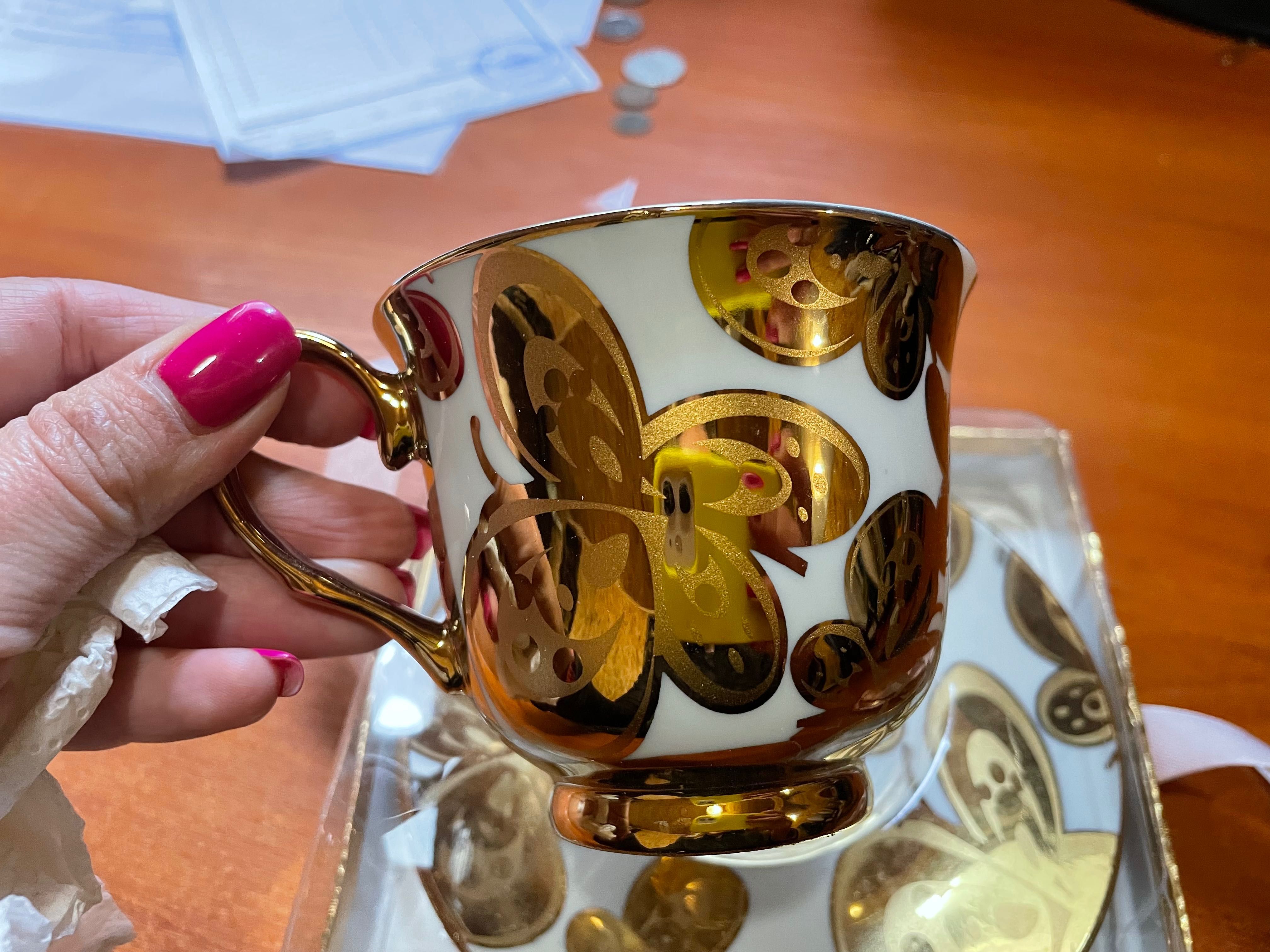 Новый чайный набор чашка с блюдцем в бабочки
