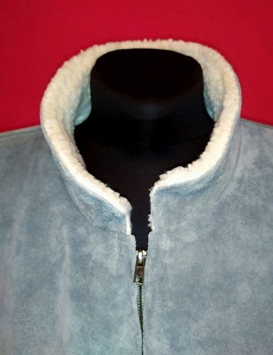 Дубленка замша, куртка на меху кожаная, бомбер, пилот, р.XL, 56-58