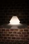 Szklana duńska lampa sufitowa Holmegaad Opus 1980 vintage wisząca