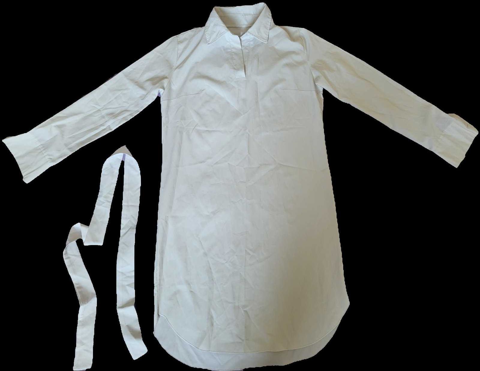 Блуза белая удлиненная с поясом XS, S