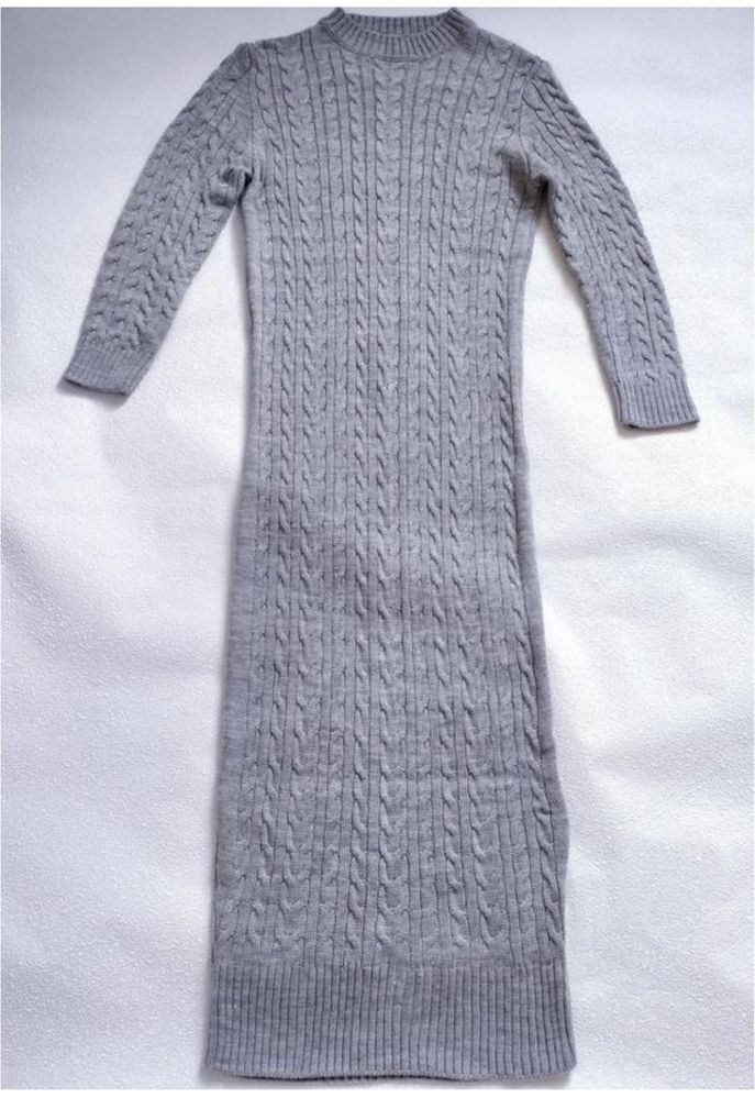 Платье сукня миди макси вязка вязане довге тепле сірий