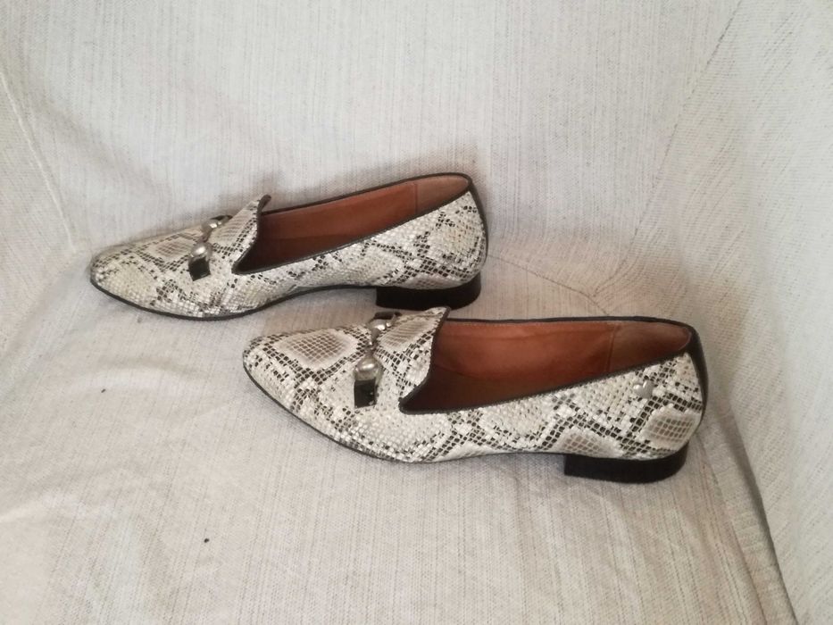 Sabrinas mocassins sapatos rasos pele de cobra Milano