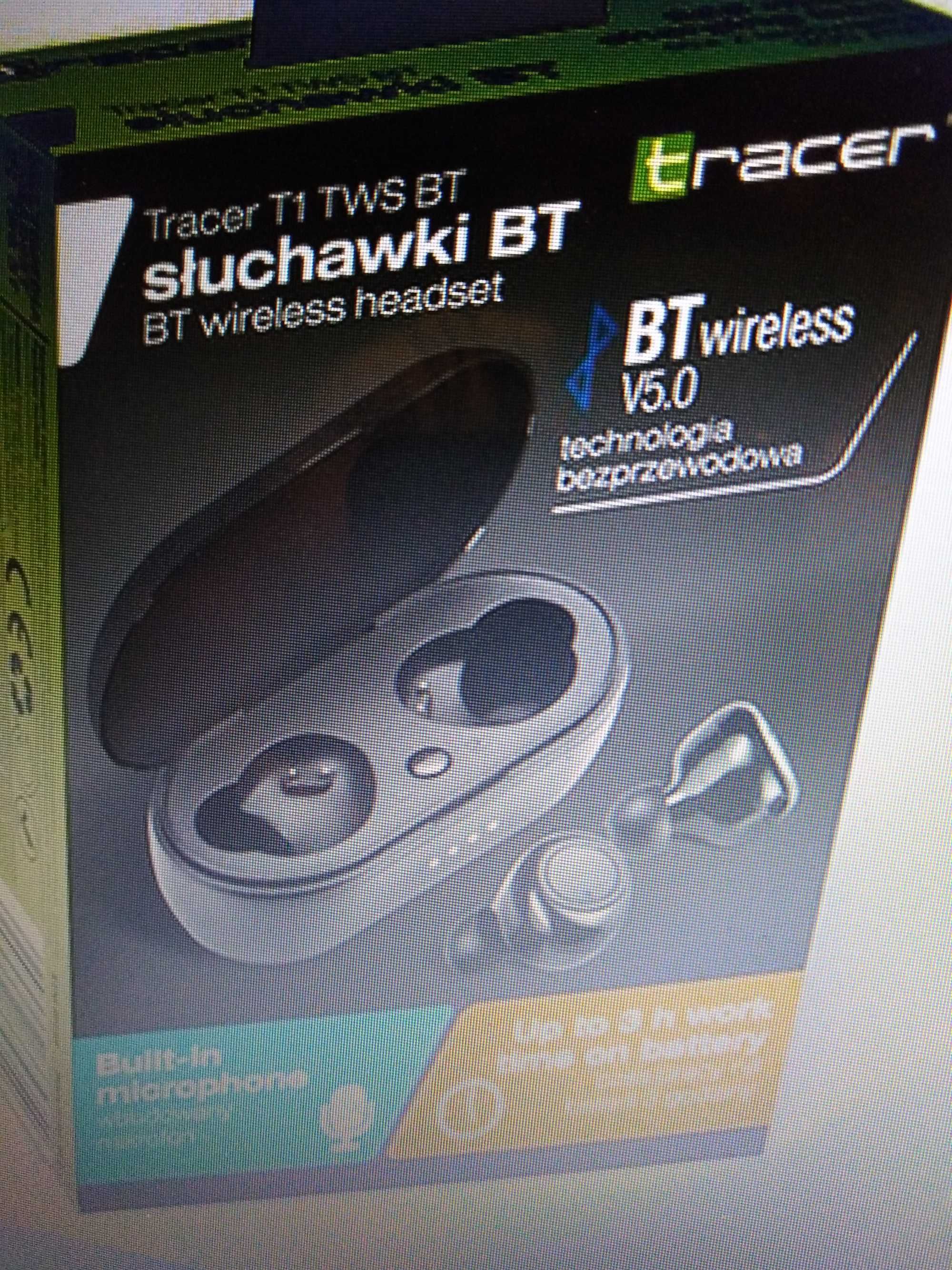 Słuchawki bluetooth bezprzewodowe dokanałowe TRACER T1 TWS BT