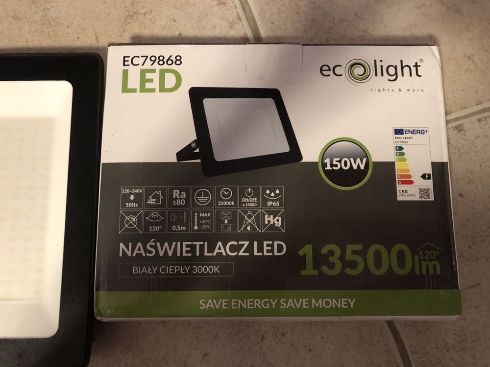 Naświetlacz LED Halogen 150W 3000K 13500lm IP65 Czarny ECOLIGHT