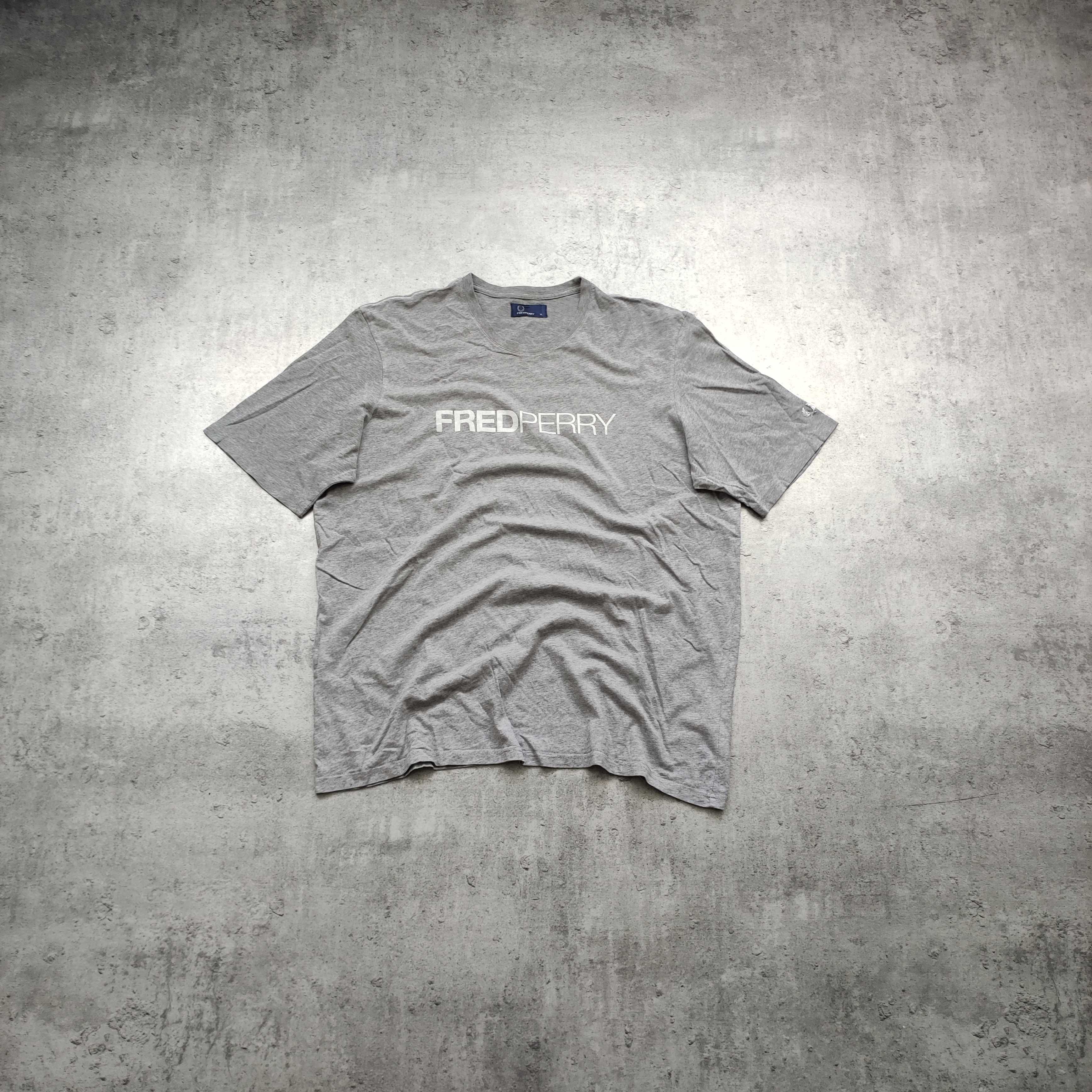 MĘSKA Koszulka Bawełna PREMIUM Szara Fred Perry Elegancka Casualowa