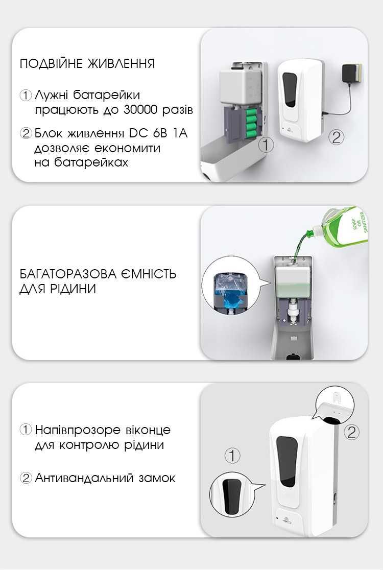 Дозатор сенсорний безконтактний FENGJIE F1409 - 1000 мл