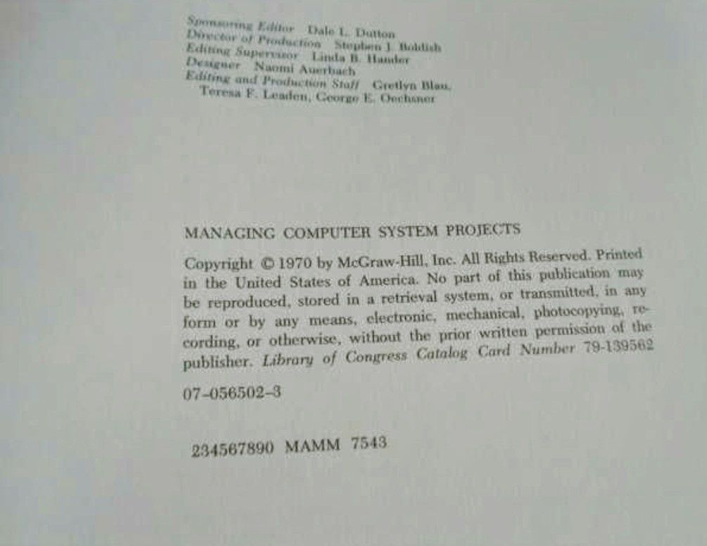 Raro Livro Managing computer system projects (The Touche Ross manageme