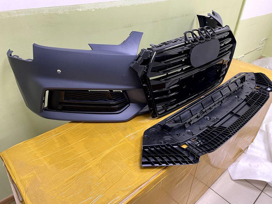 Передній бампер в стилі S-Line на Audi A4 B9 2015,2016,2017,2018,2019р