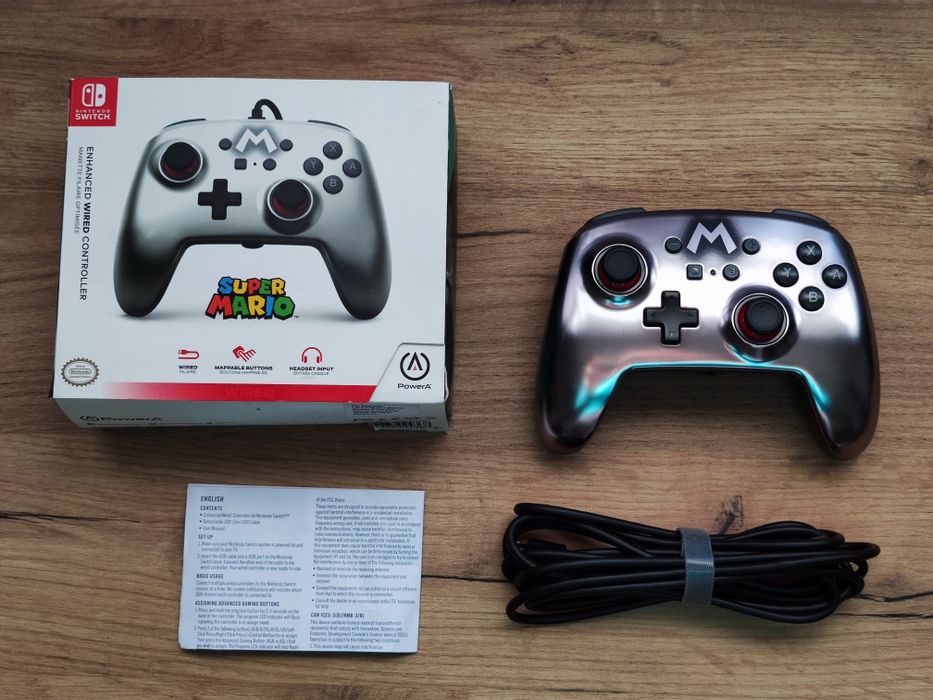 Przewodowy pad kontroler Super Mario Silver PowerA Nintendo Switch PC
