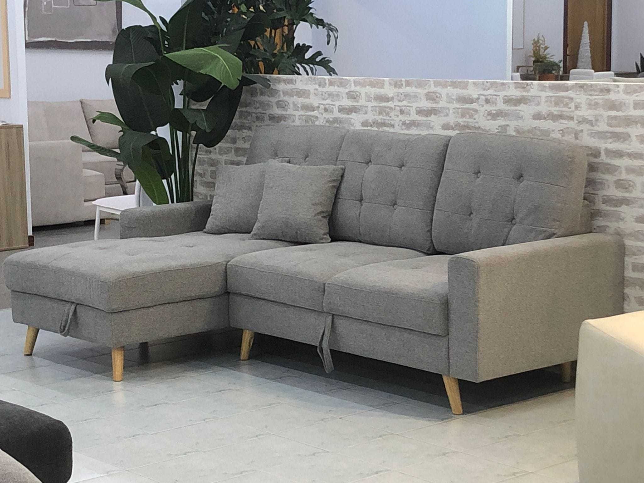 Sofá-cama chaise longue com baú, Portes grátis, pagamento na entrega