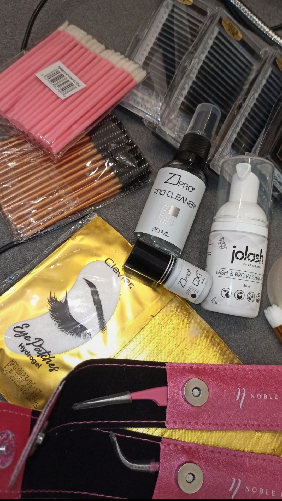 Zestaw do przedłużania rzęs lampa rzęsy klej noble lashes sablier