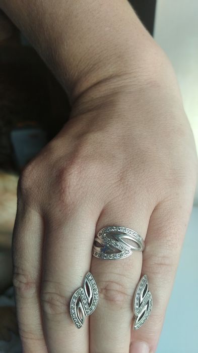 Набір срібло каблучка і сережки серебро кольцо и сережки 925 проба