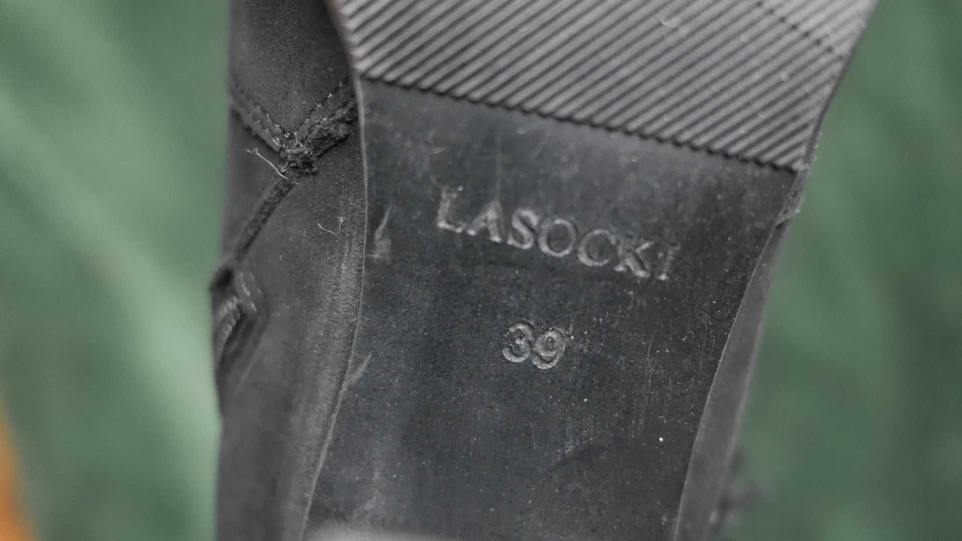Botki czarne Lasocki skóra zamsz 39