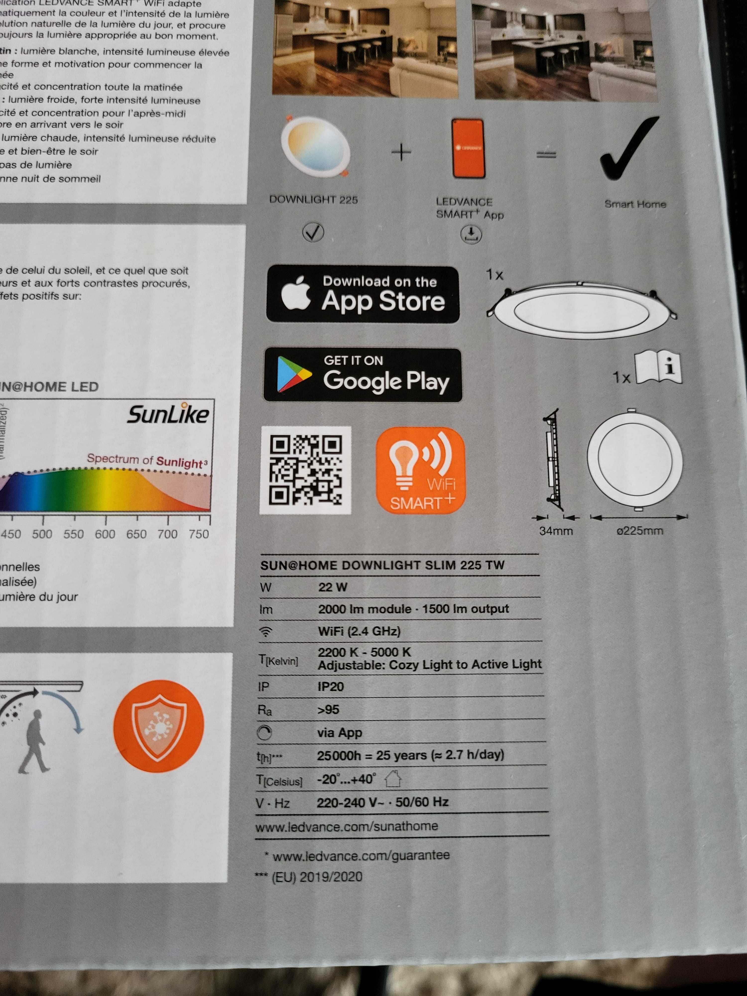 Oświetlenie wpuszczane LED Ledvance 225 SUN HOME 22W/230V
