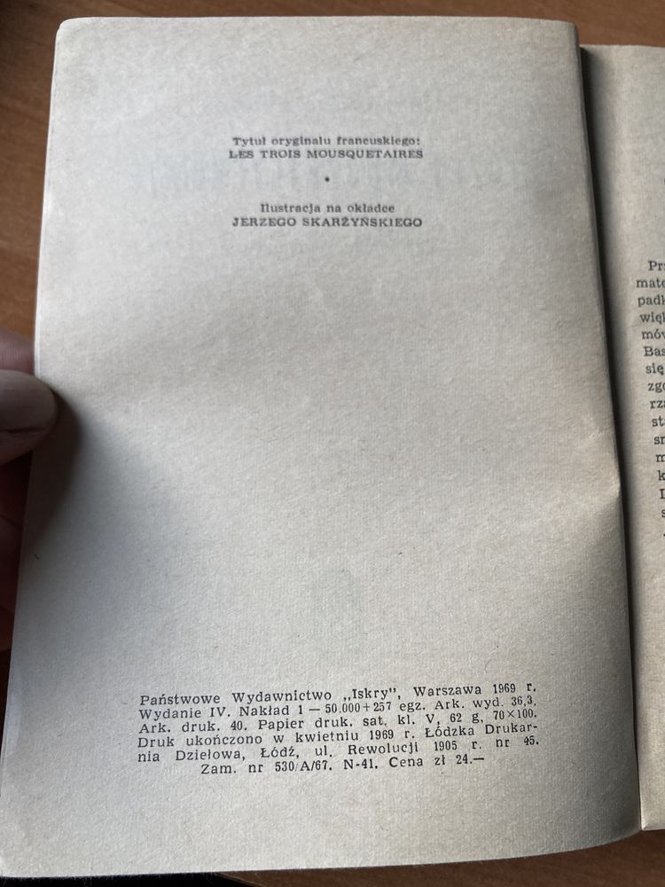 Książka pt,,Trzej muszkieterowie” 1969 rok