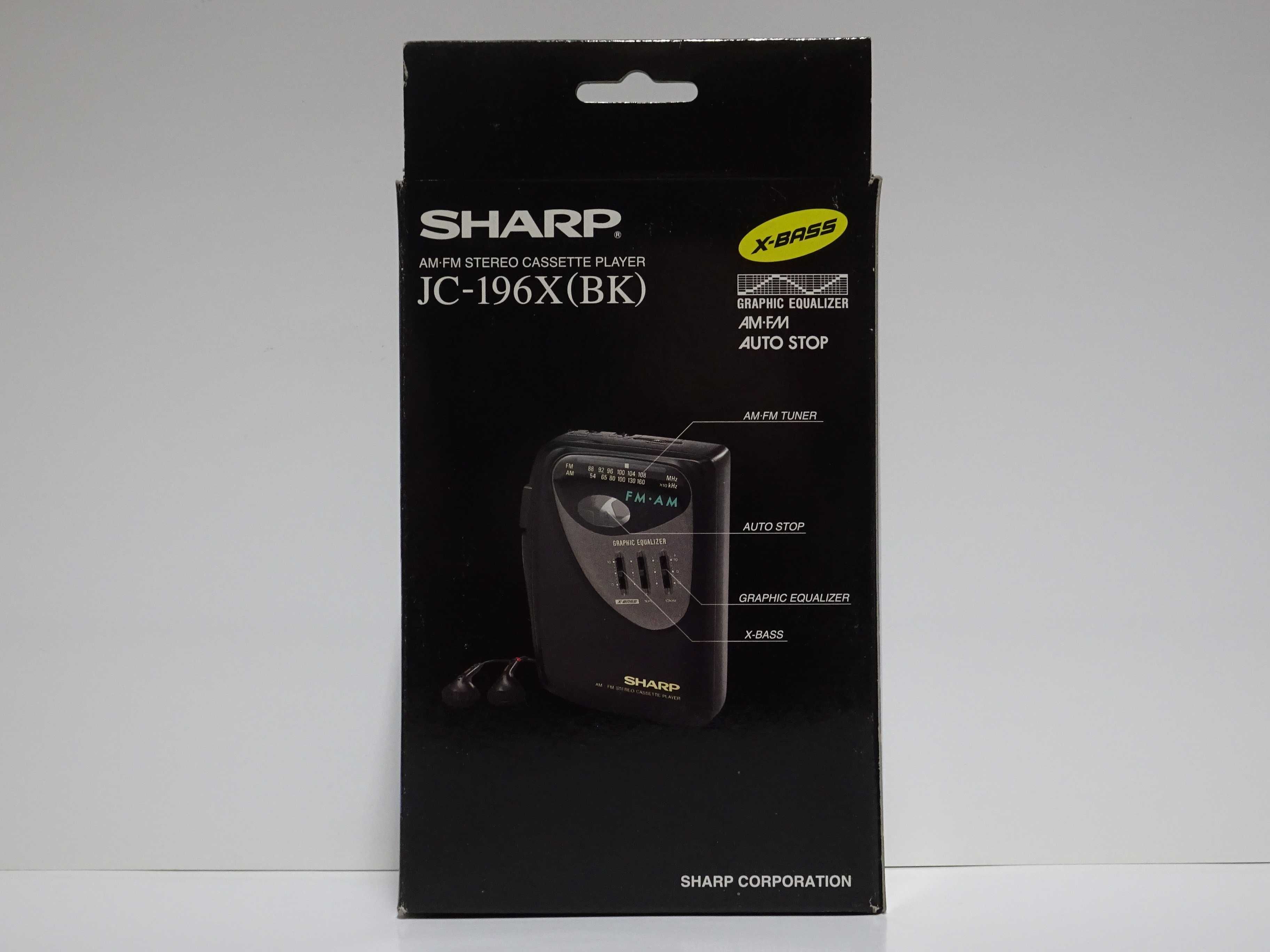 NOWY Walkman SHARP JC-196X(BK) Odtwarzacz Kasetowy/Radio - 1998r.- HIT