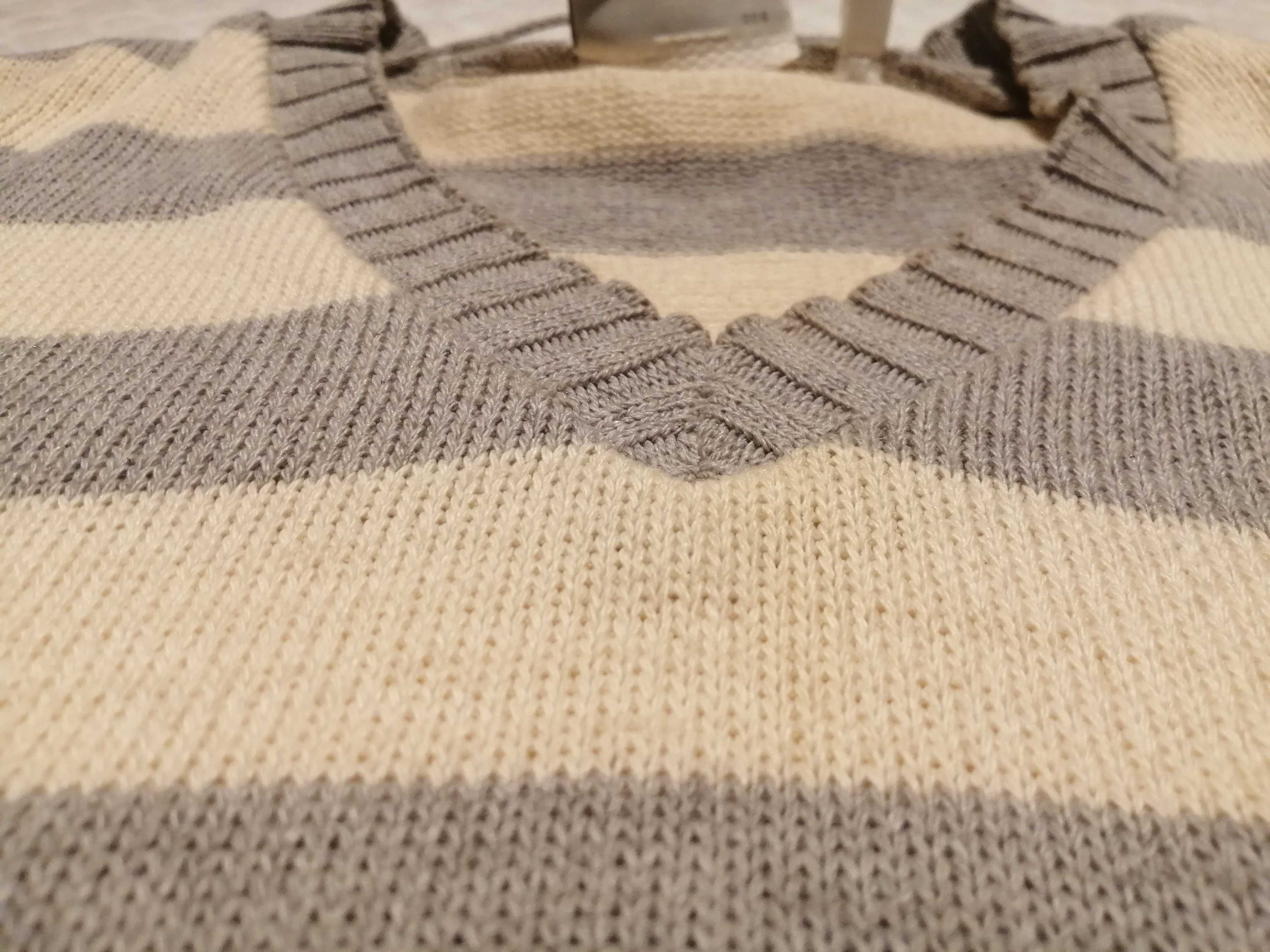 Sweter damski, C&A, M, paski, kremowo-szary (Odzież)