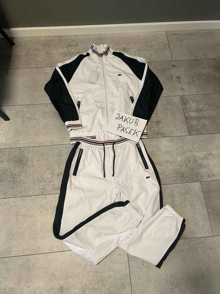 Dres set komplet lacoste bialy czerwony granatowy rozmiar M