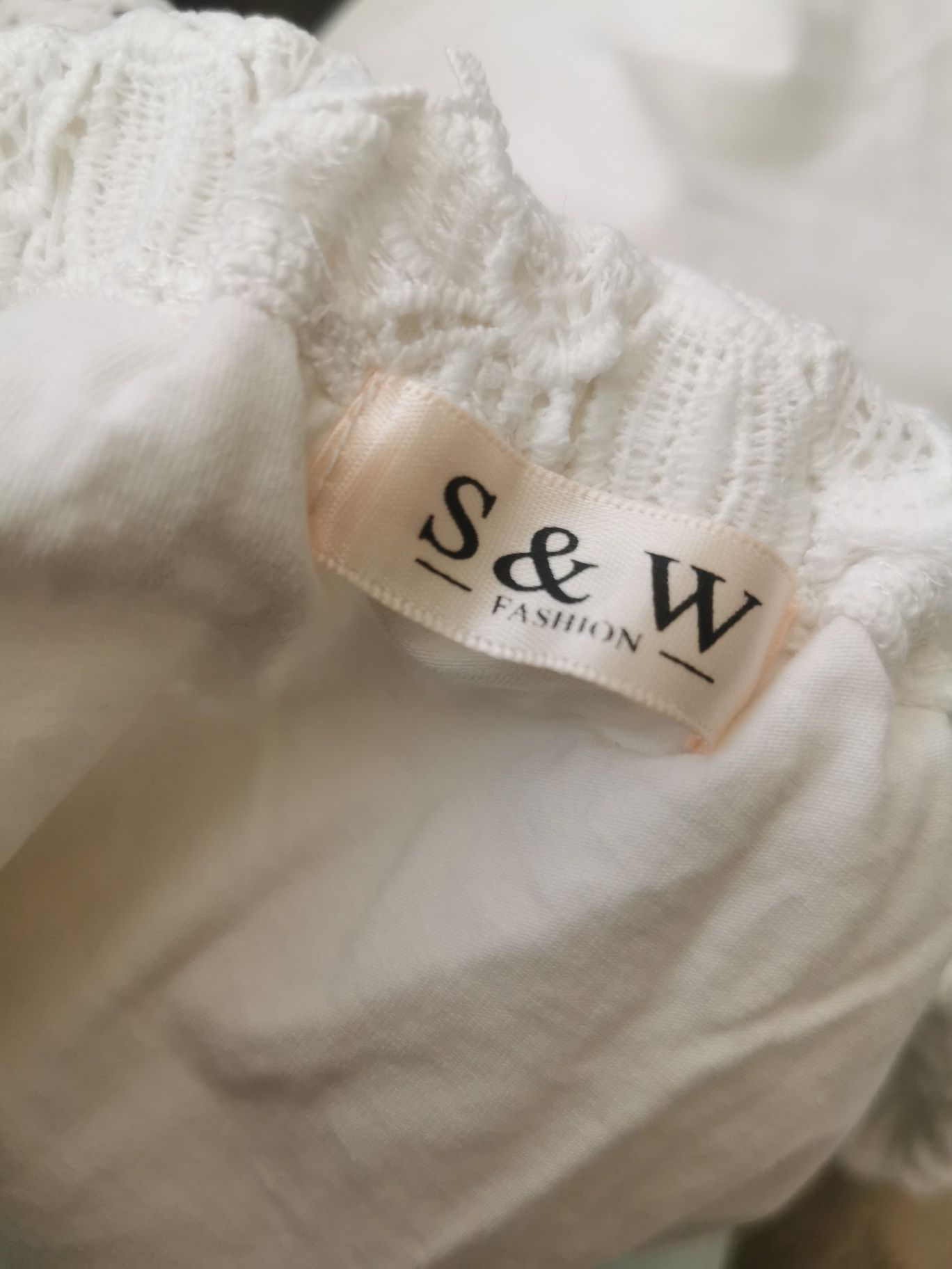 Biała bluzka Hiszpanka ażurowa koronka S&W fashion r.S