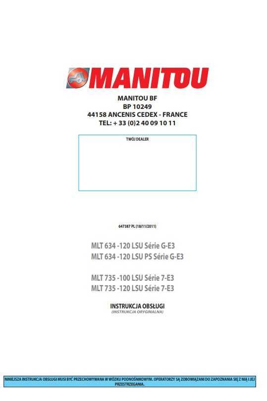 Instrukcja obsługi MANITOU MLT 735-120 LSU seria 7 E3