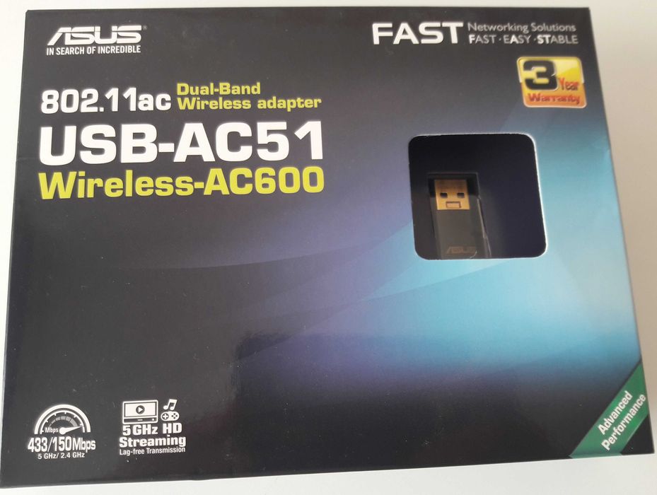 Adaptador Wi-Fi USB-AC51 ASUS AC600 Dual Band Wireless