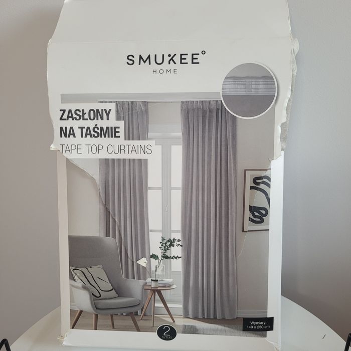 Zasłony na taśmie gotowe 140x250 aksamitne beżowe beż komplet