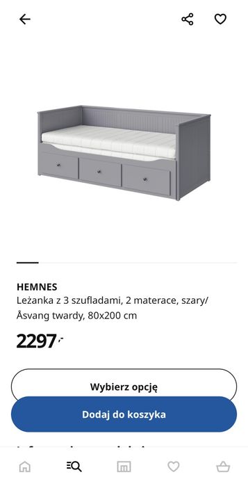 Hemnes Ikea łóżko szare jak nowe