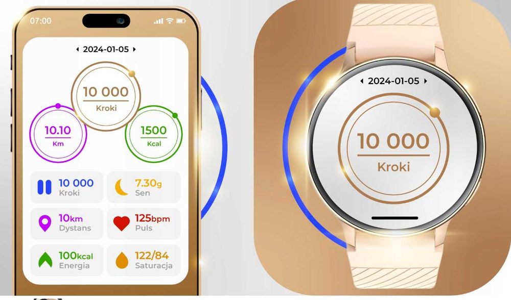 Smartwatch Damski Zegarek Rozmowy Powiadomienia Sport Zdrowie - OKAZJA