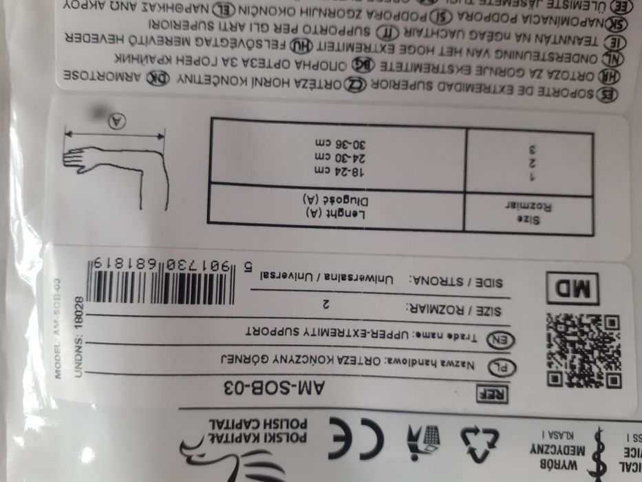 Orteza kończyny górnej temblak łokieć