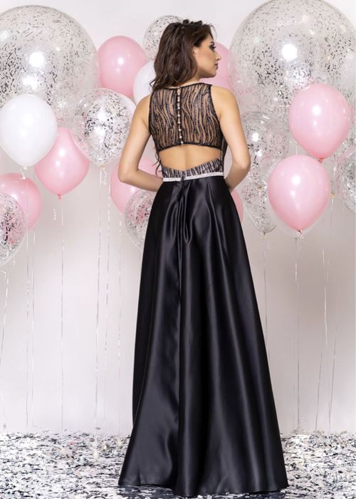 Вечірня випускна сукня, атласна чорна сукня розмір м