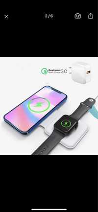 Ładowarka mag safe duo do Apple iPhone i Apple Watch 2w1 15W Qi