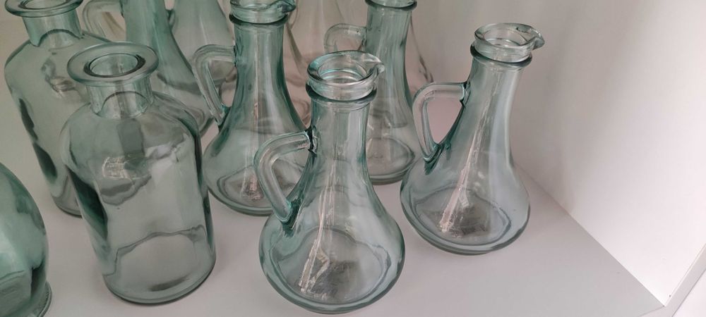 Butelki ozdobne 13 szt białe i zielone szkło 250 ml