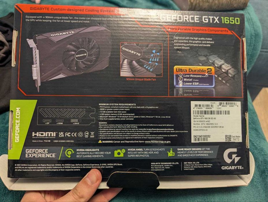 Gigabyte PCI-Ex GeForce GTX 1650 D6 OC 4GB GDDR6