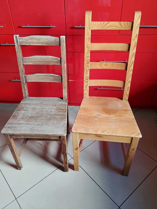 Taboret i krzesło drewniane -mocne - stabilne .