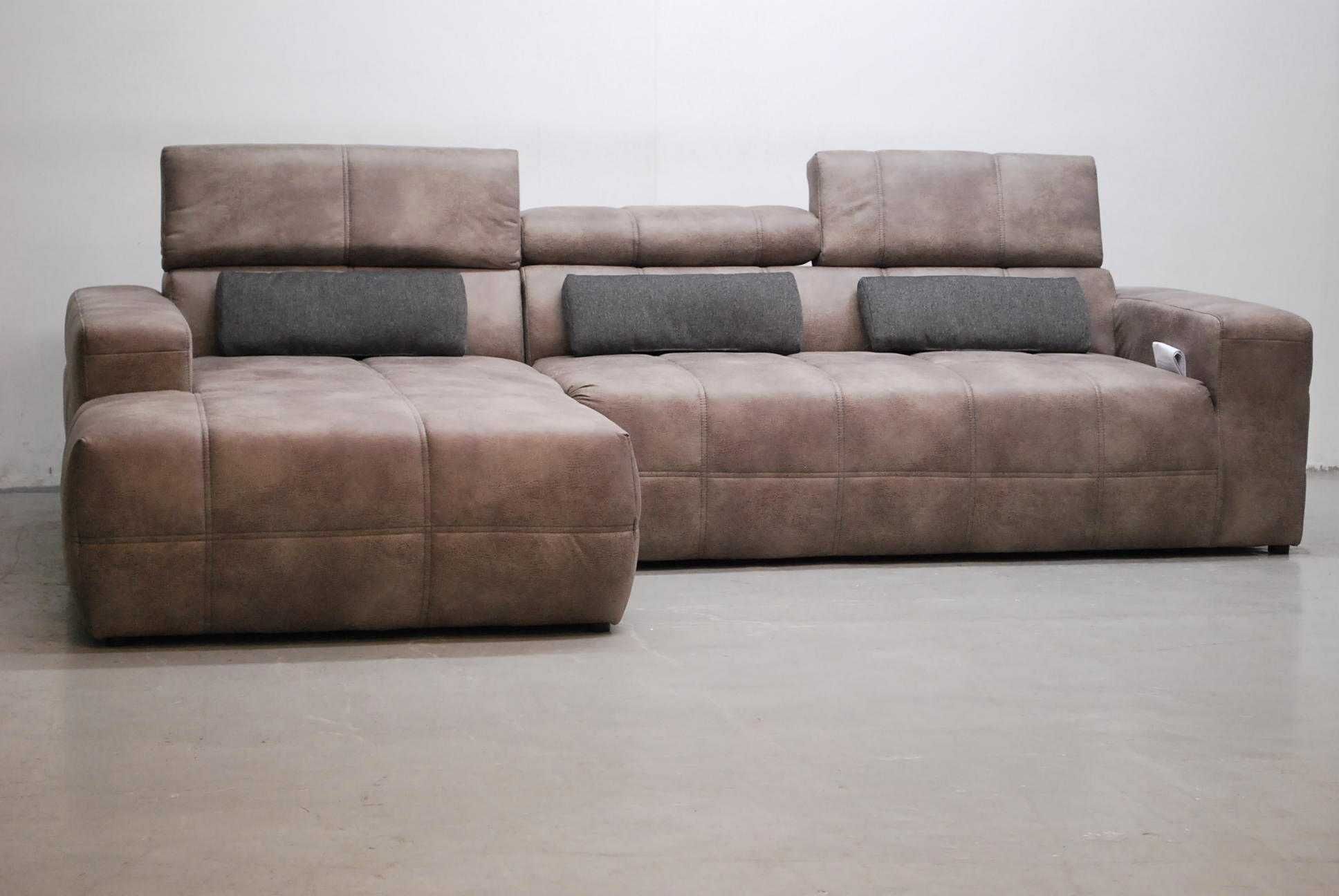 SFN DESIGN narożnik regulowane zagłówki rogówka sofa kanapa SZARA tkan