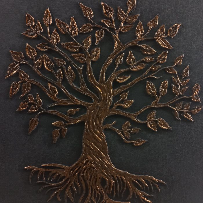 Інтер'єрна текстурна картина "Древо Життя. Мідна Енергія"