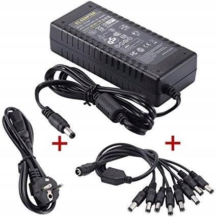 Stabilizowany zasilacz 12 V 5 A z 8 portami 5,52 x 2,1 do kamer