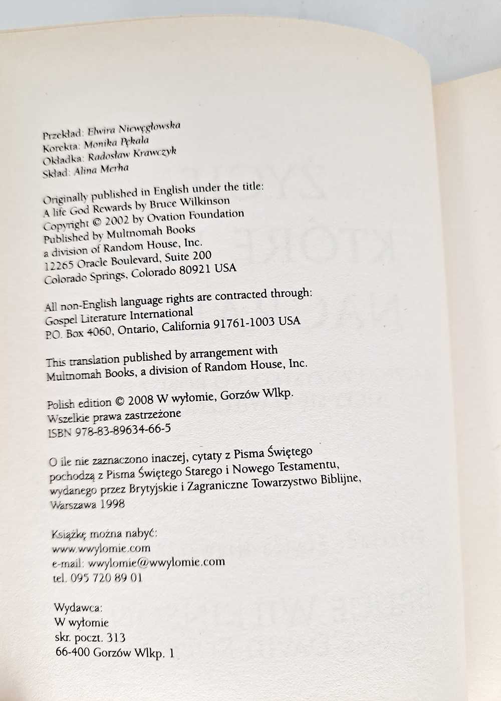 Życie, które Bóg nagradza B. Wilkinson