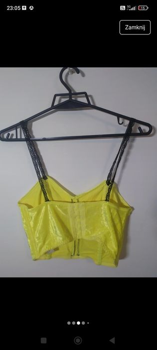 żółty neonowy welurowy top XS S rave wixapol