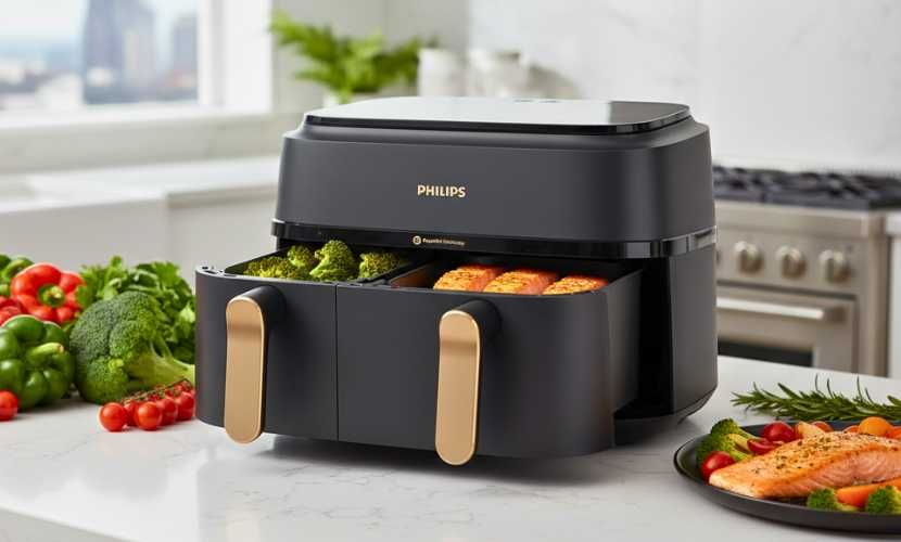 Frytkownica beztłuszczowa Philips AirFryer Ovi Dual 9L 2750W 2 komory
