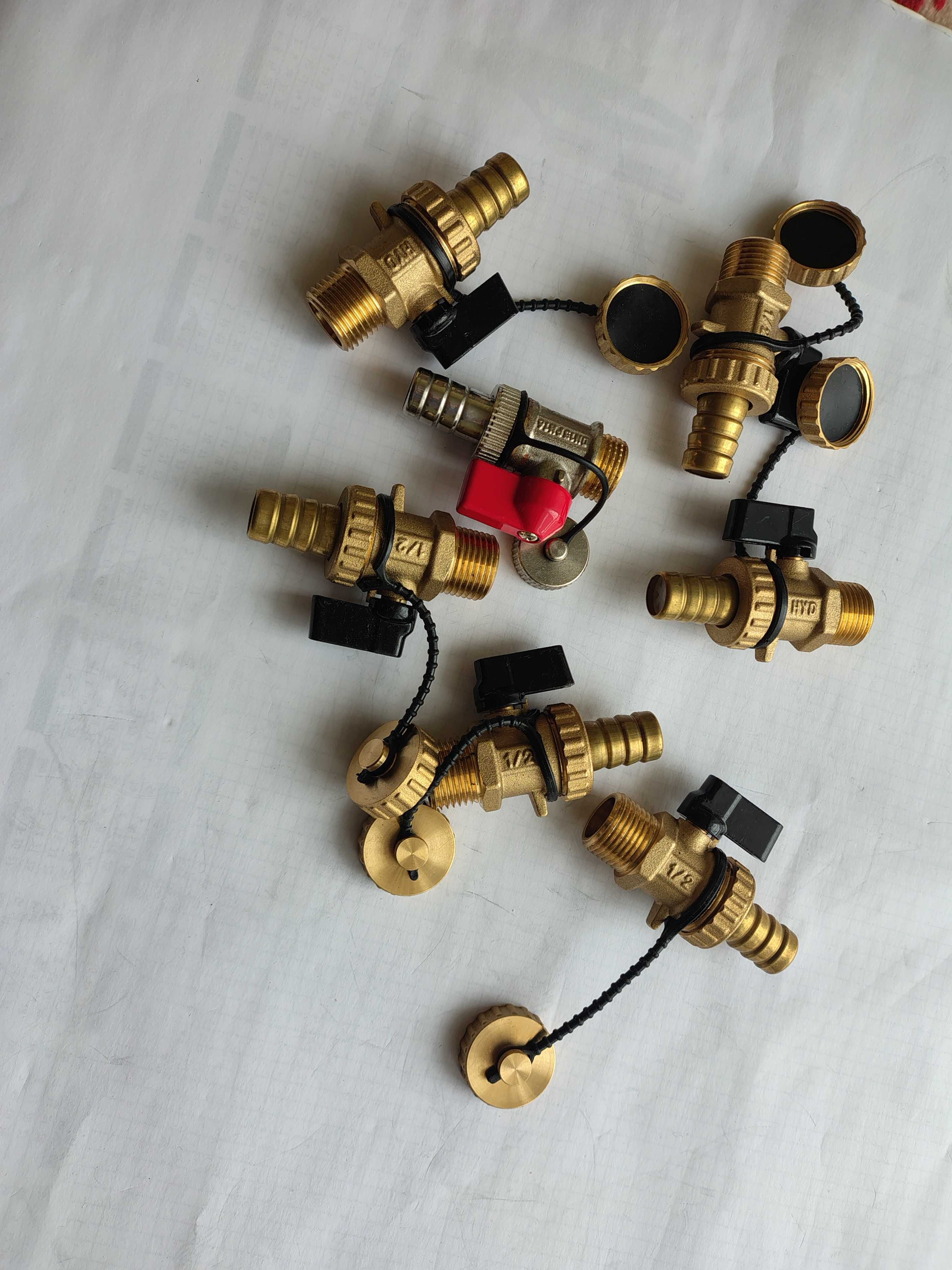 Zawory kulowe spustowe 1/2"  mosiężne   7 szt  NOWE
