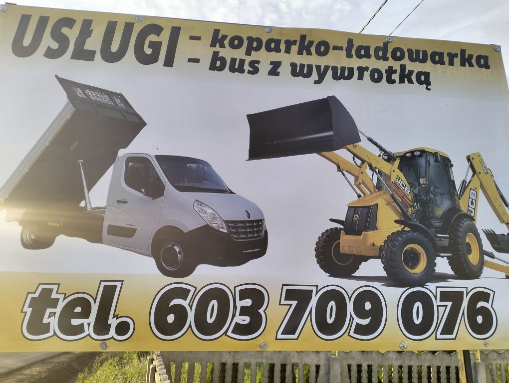 Usługi koparko ładowarką bus z wywrotką