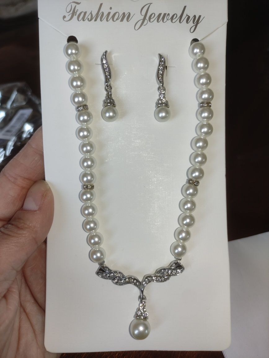 Set Conjunto Prateado Pérolas