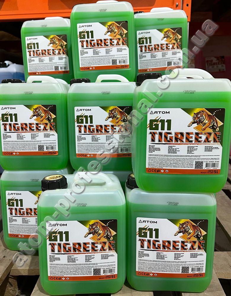 Антифриз, Тосол (ready to use) ATOM “TIGREEZE G11” зелений, 1л