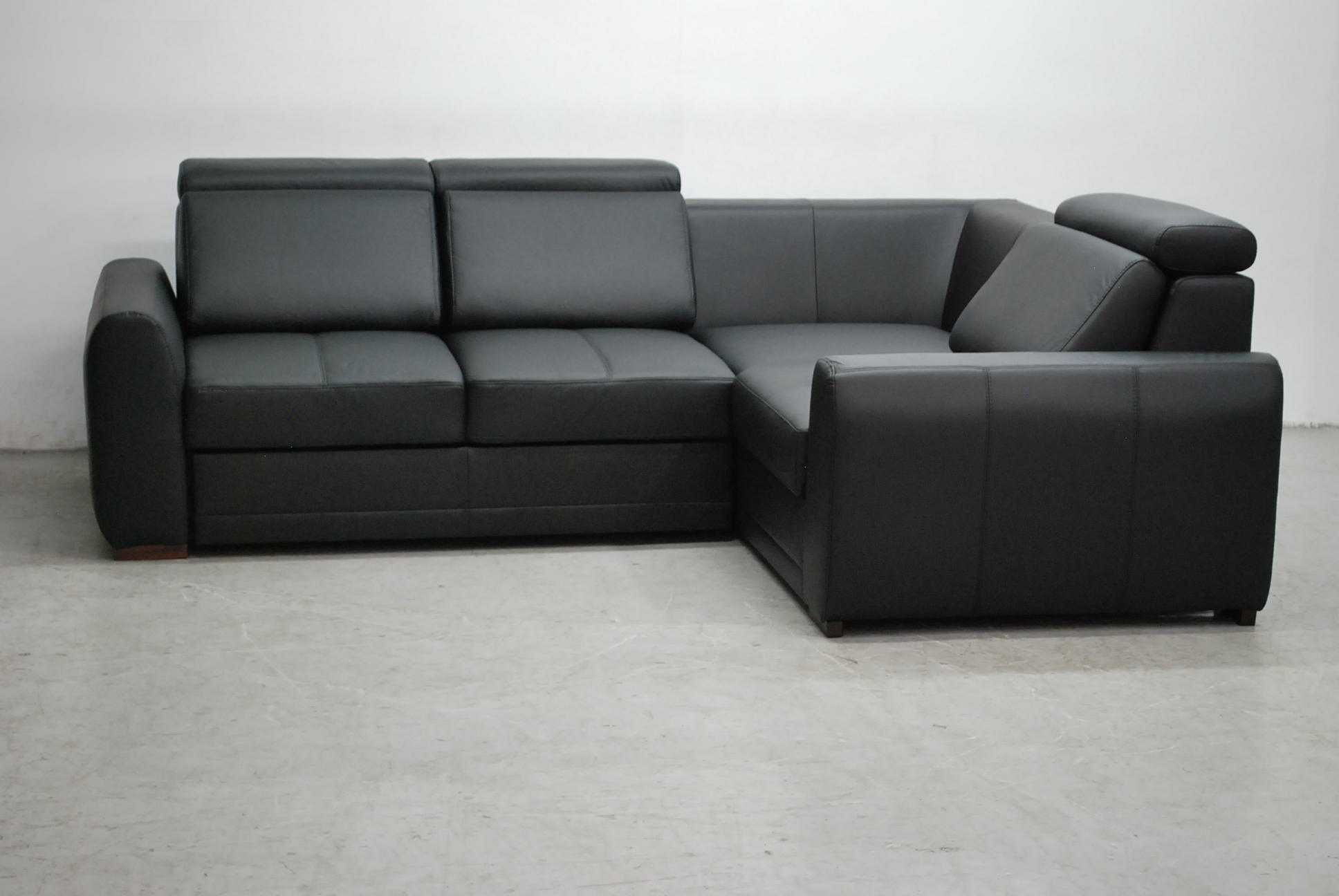 Cały z czarnej SKÓRY NATURALNEJ NAROŻNIK funkcja spania pojemnik 6605
