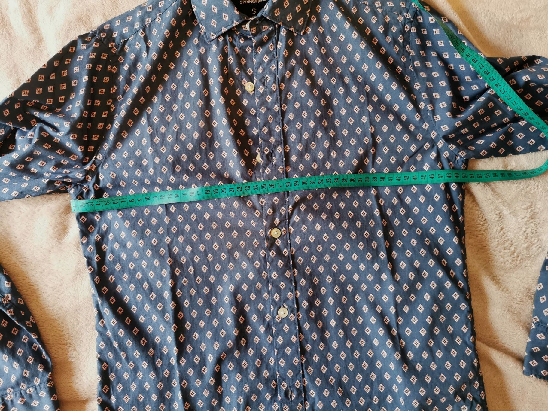 Camisa com padrão da Springfield tamanho S Custom Fit