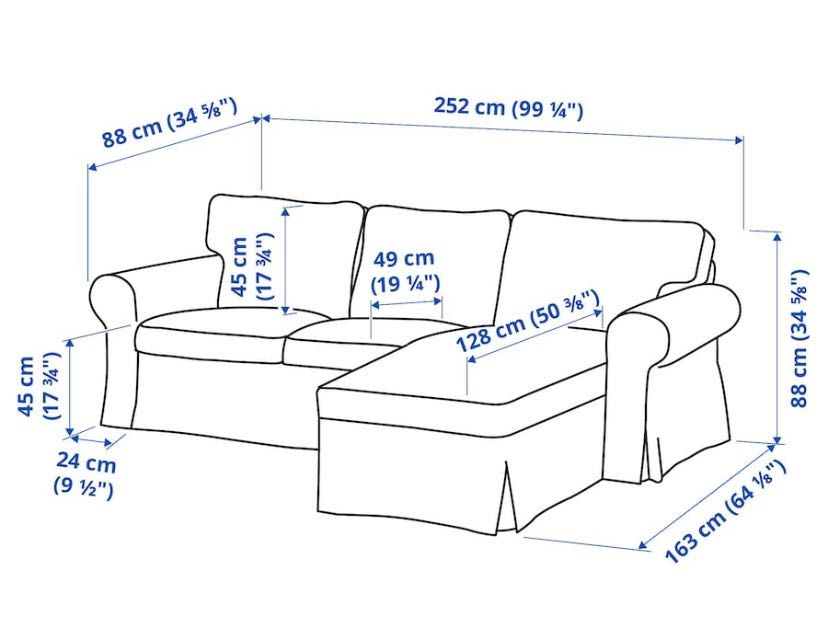 Sofá IKEA EKTORP de 3 lugares com chaise-longue