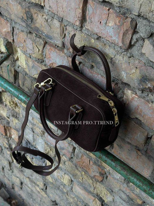 Шоколадна замшева сумка , натуральний замш сумка