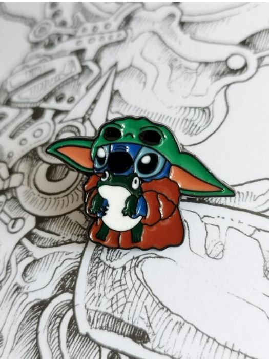 Металевий пін значок Стіч Майстер Йода